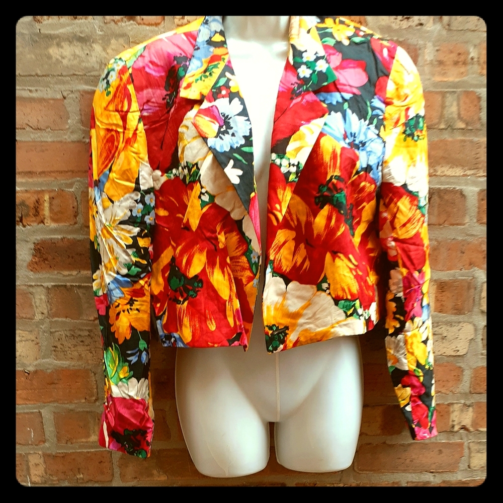 Vintage SILK AZZURO BRAND CROP BLAZER 1980S